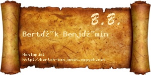 Bertók Benjámin névjegykártya